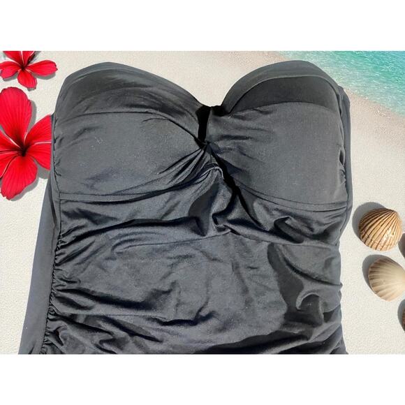 Anne Cole Black Strapless Swimsuit Women's Size 12 Black One Piece New With Tags - Picture 8 of 11
